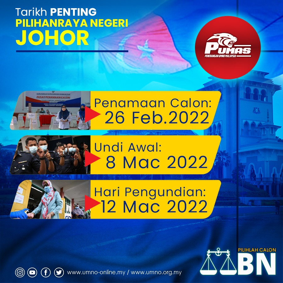 Johor tarikh prn 2022 Johor