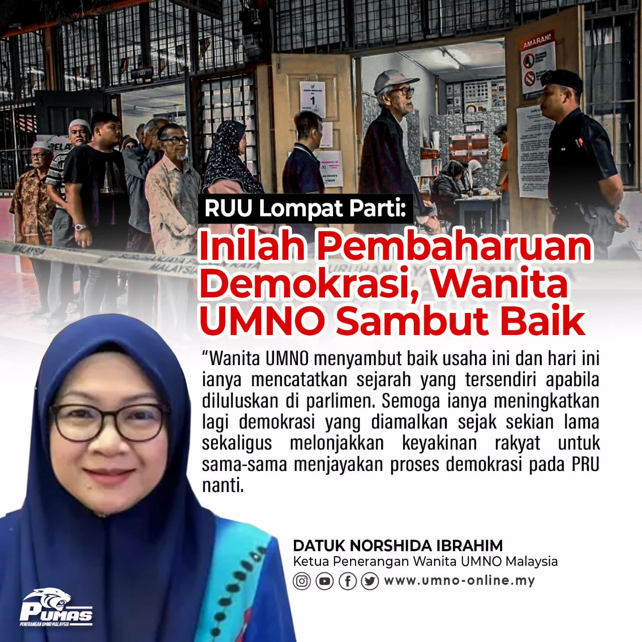 RUU Lompat Parti: Inilah Pembaharuan Demokrasi, Wanita UMNO Sambut Baik ...