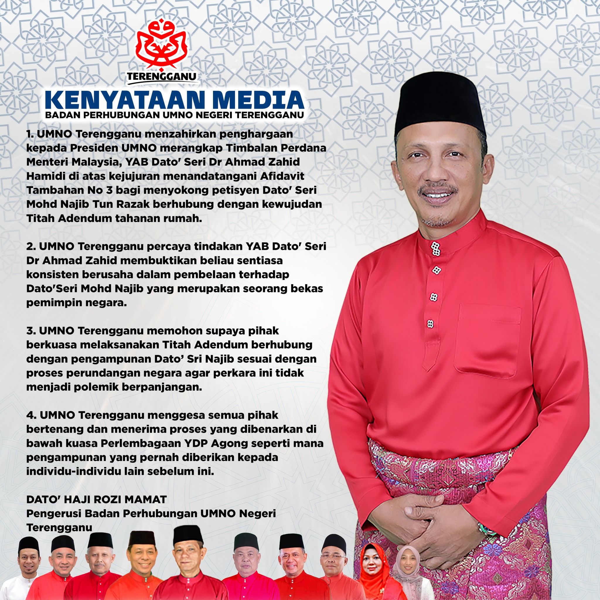 Kejujuran Ahmad Zahid Bukti UMNO Konsisten Bela Najib, UMNO Terengganu Mohon Titah Adendum Dilaksana