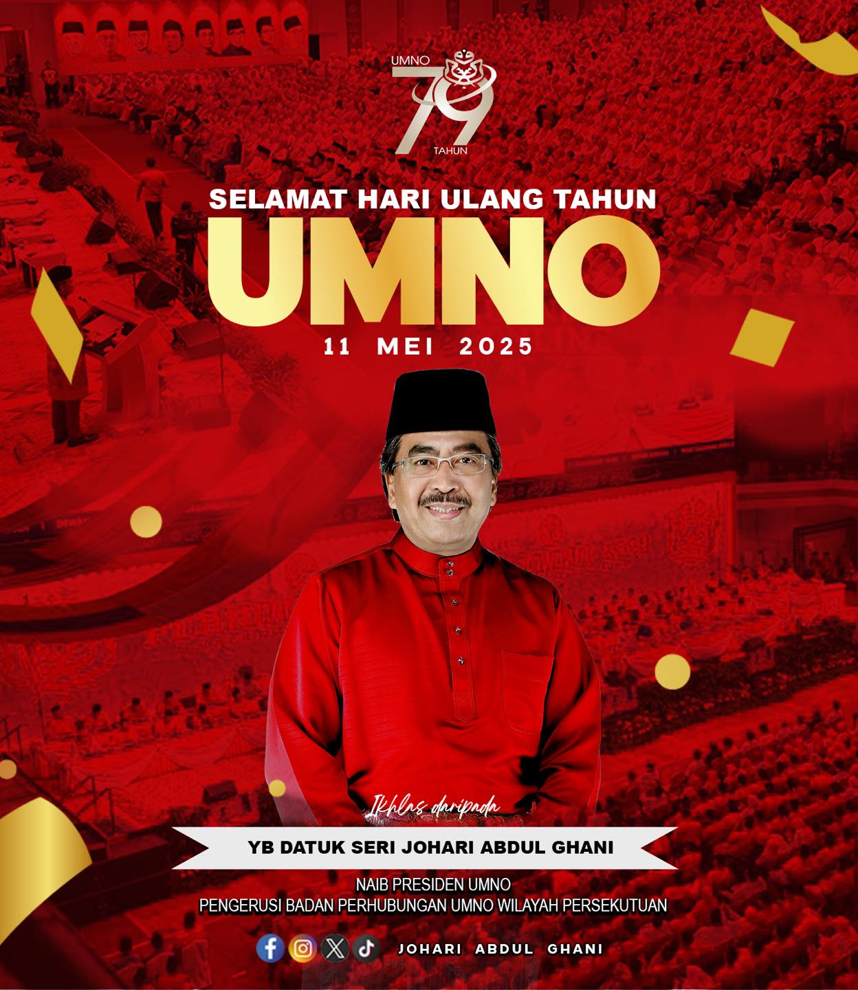 UMNO Tetap Kukuh Walau Diuji Zaman, Terus Jadi Sandaran Rakyat – Johari Ghani