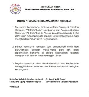 BN Dan PH Sepakat Bekerjasama Hadapi PRN Sabah