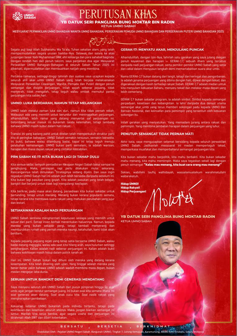 UMNO Sabah Siap Hadapi PRN Ke-17, GERAK-17 Sebagai Agenda Kebangkitan