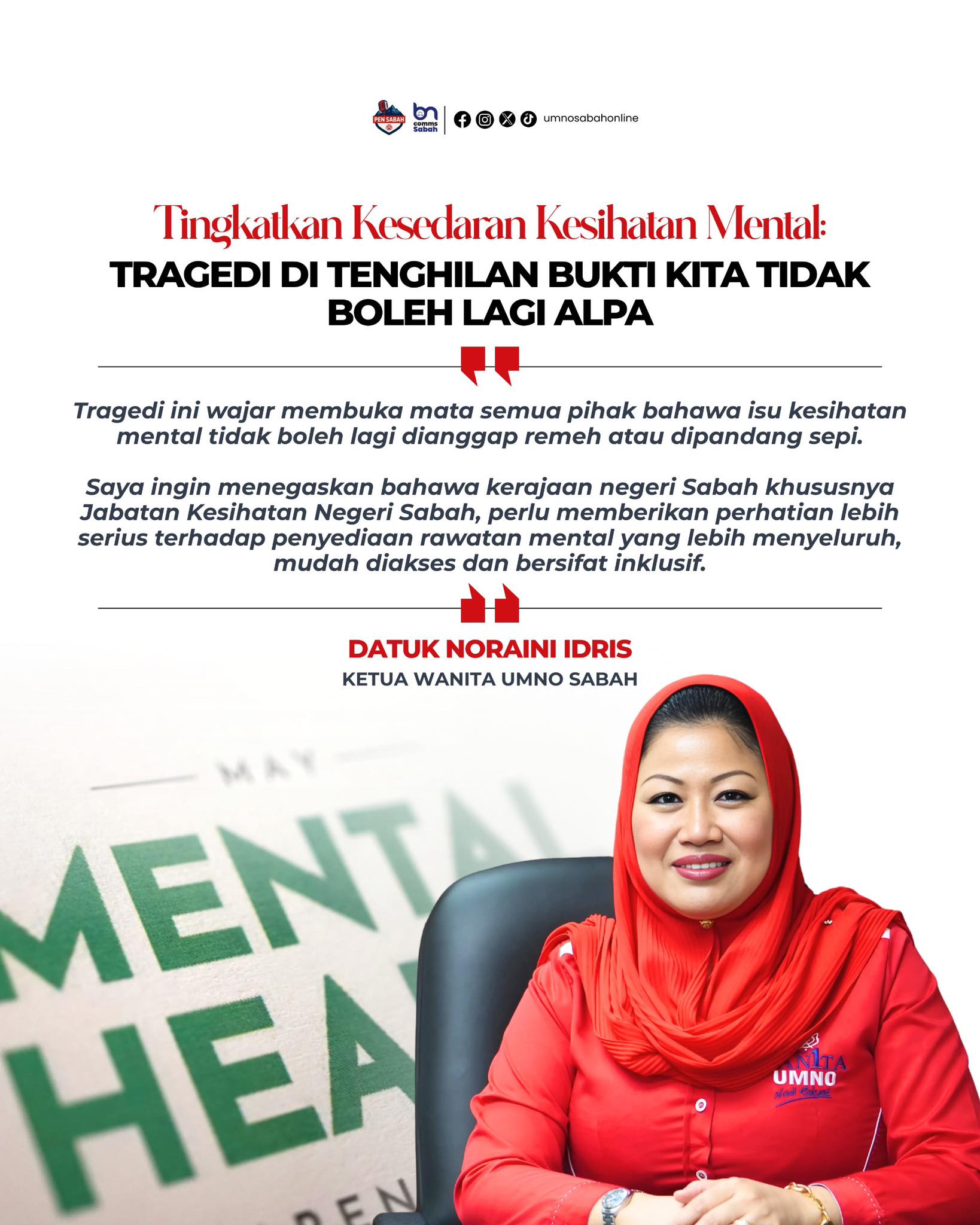 Tragedi Tenghilan: Noraini Idris Seru Tindakan Serius Tangani Isu Kesihatan Mental