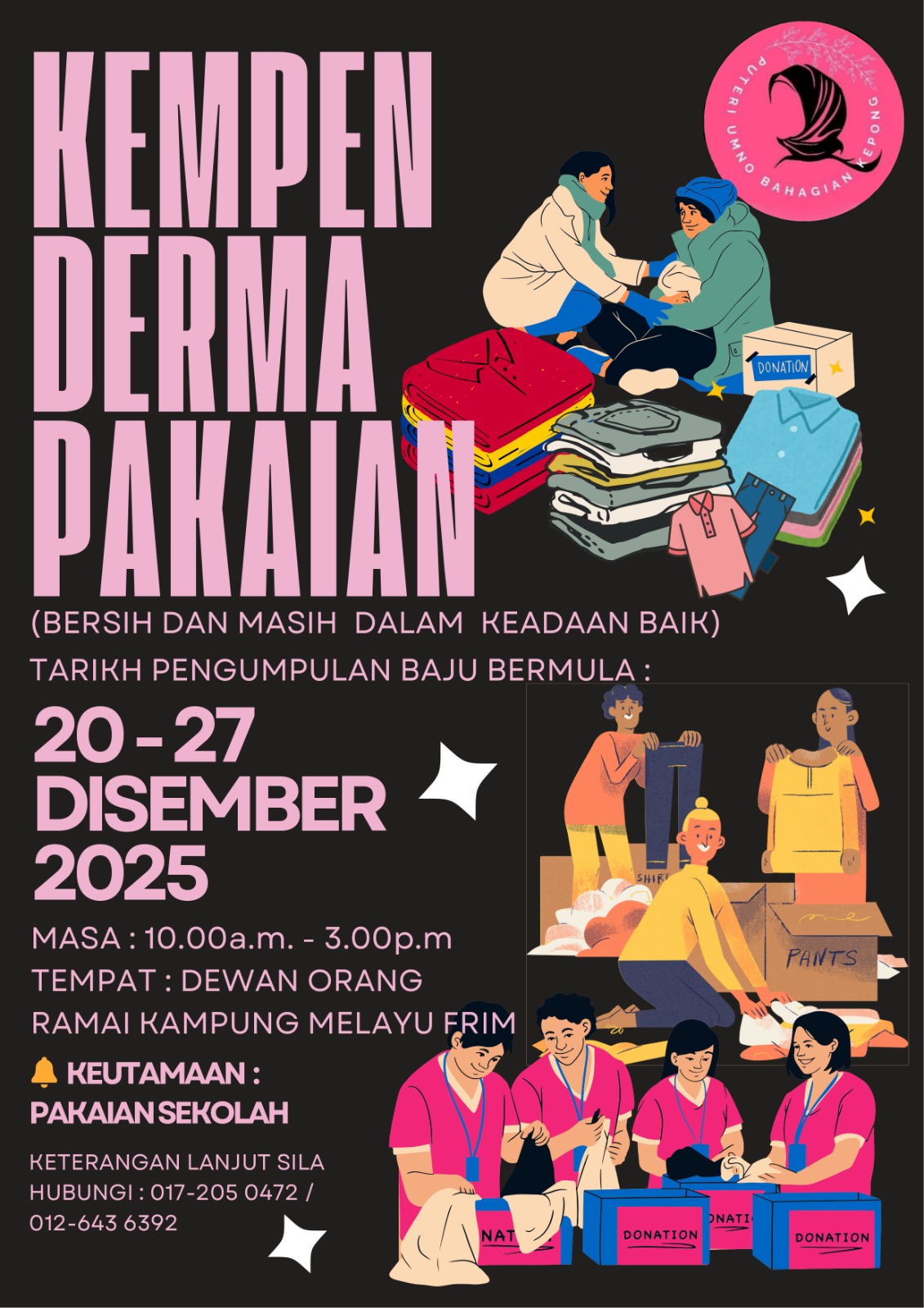 Puteri UMNO Kepong Lancar ‘Baju Kita, Rezeki Mereka’, Bantu Pelajar Kurang Berkemampuan