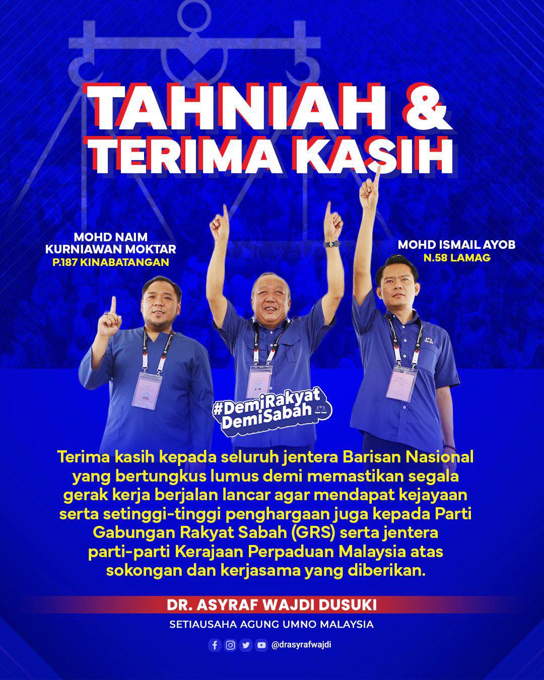 ​Alhamdulillah….BN Kekalkan Kemenangan Di  Parlimen Kinabatangan & DUN Lamag – SUA UMNO