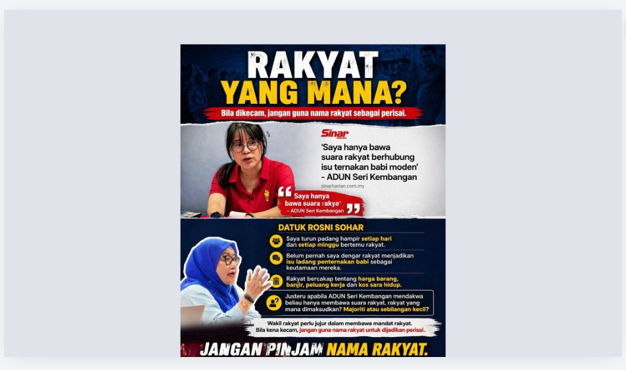 ‘Rakyat Utamakan Kos Sara Hidup, Bukan Ladang Penternakan Babi’