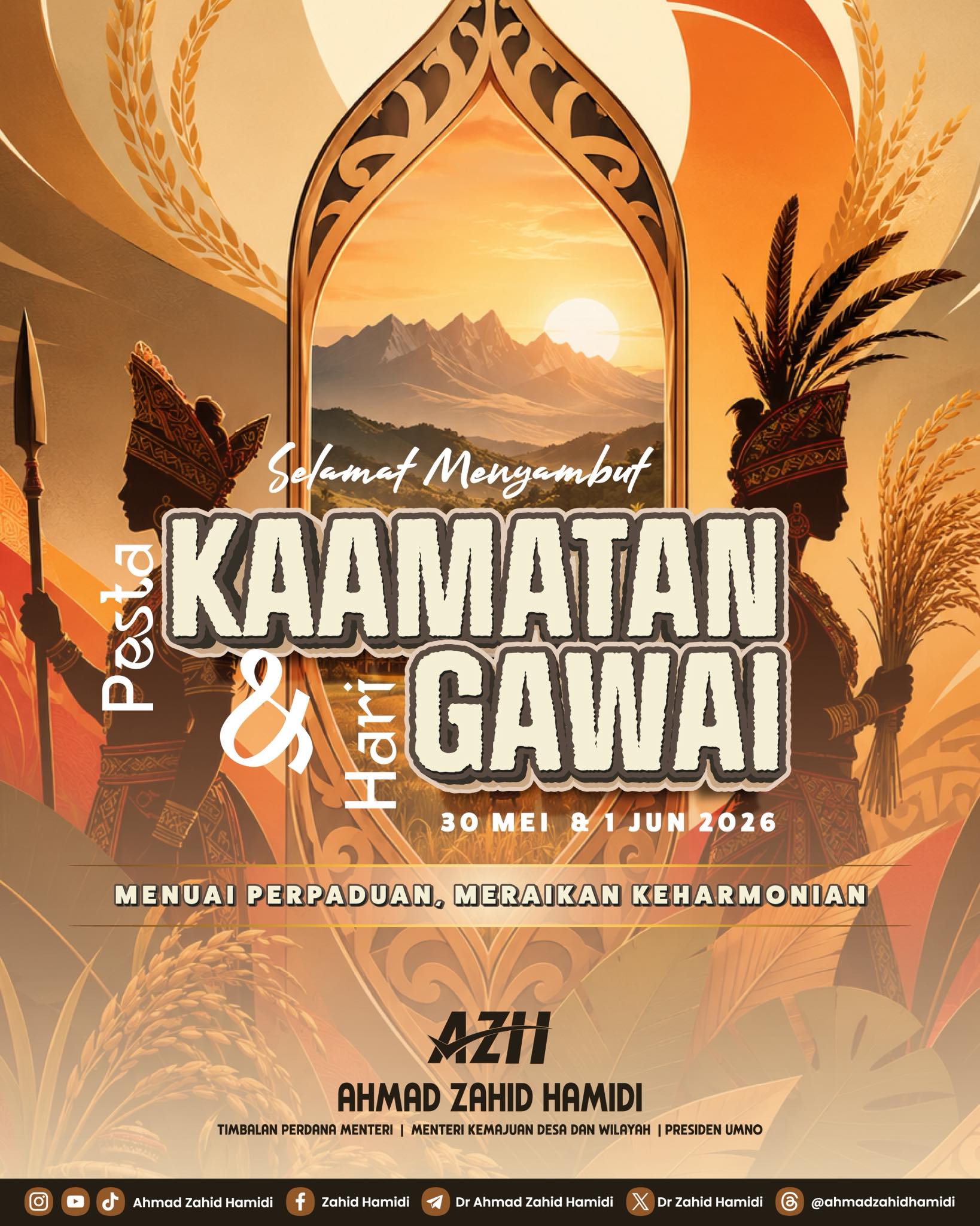 Selamat Menyambut Pesta Kaamatan Dan Hari Gawai, Cerminkan Kekuatan Malaysia Majmuk – Ahmad Zahid