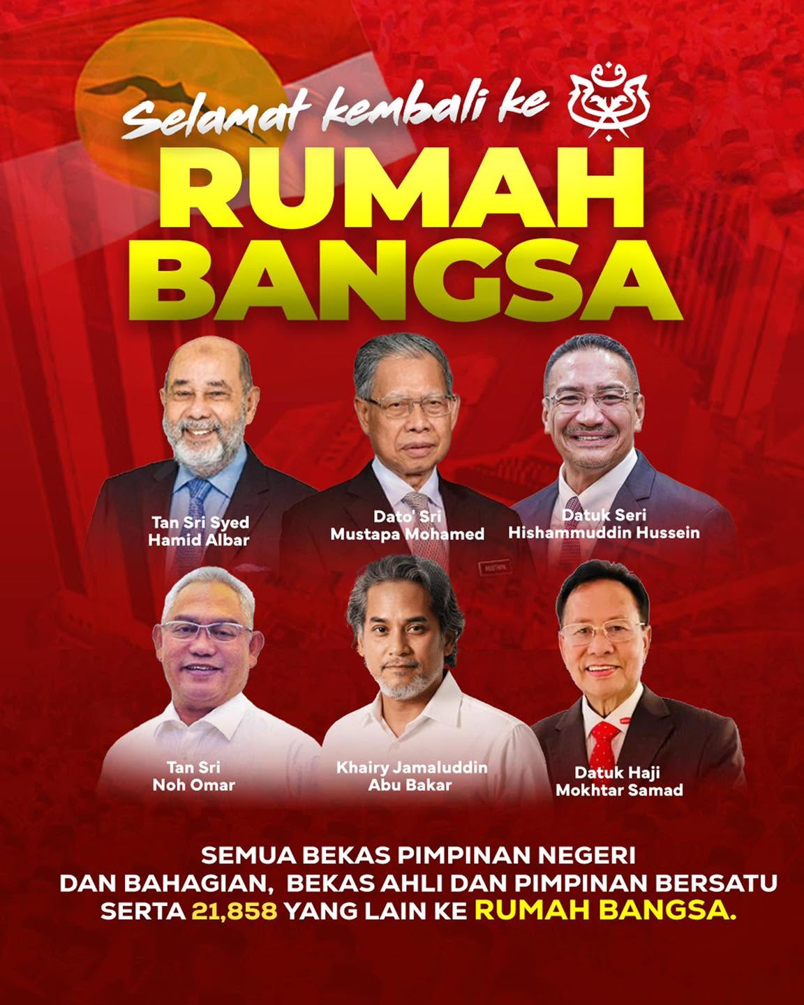 Rumah Bangsa Terus Jadi Pilihan, 21,858 Sertai UMNO Termasuk Bekas Pimpinan PPBM
