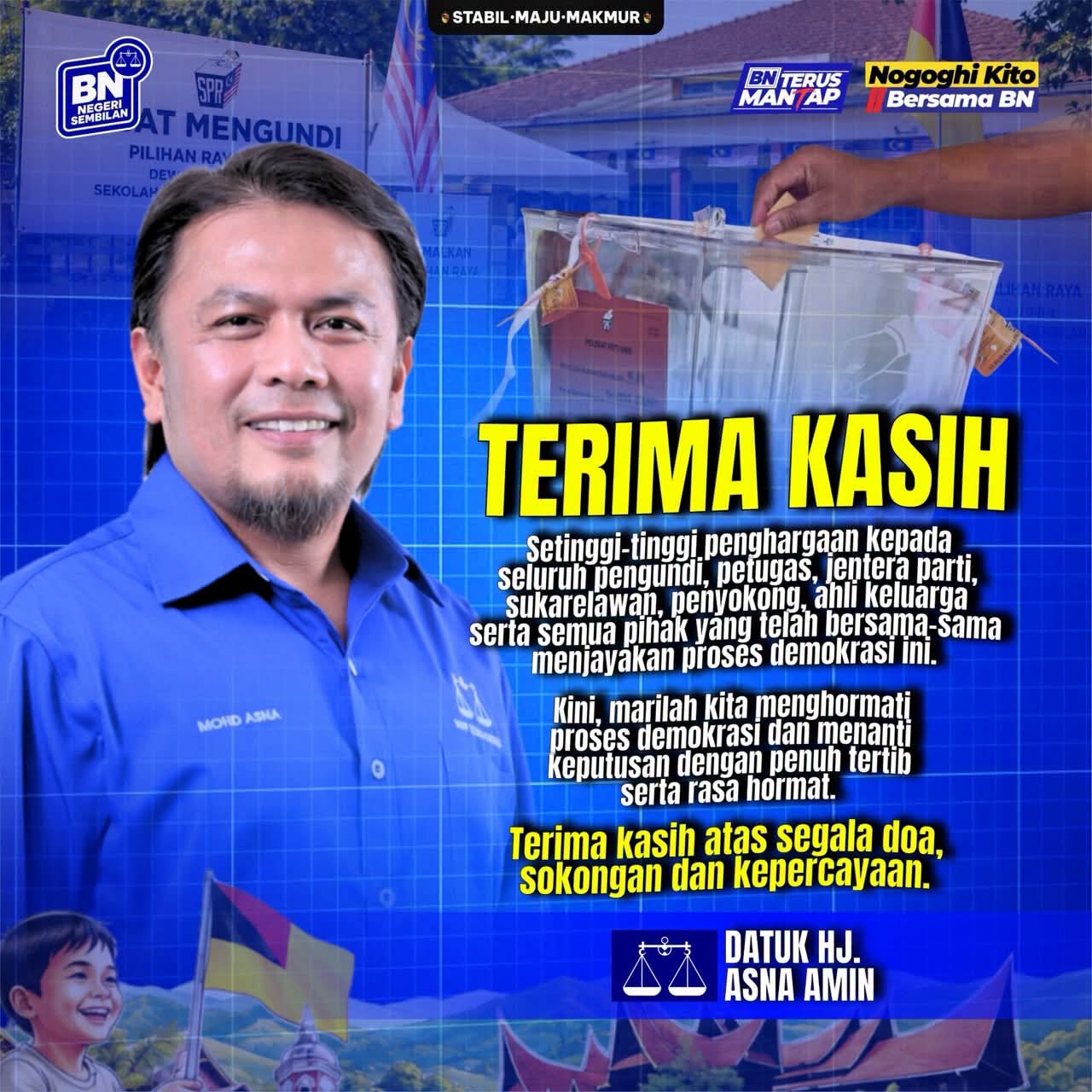 Mandat Rakyat Kukuhkan BN-PN, Demi Kestabilan Negeri Sembilan